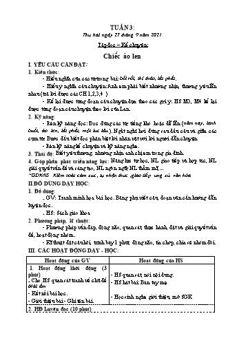 Kế hoạch bài dạy Lớp 3 - Tuần 3 - Năm học 2021-2022 - Nguyễn Thị Lệ Hằng Kế hoạch bài dạy Lớp 3 - Tuần 3 - Năm học 2021-2022 - Nguyễn Thị Lệ Hằng