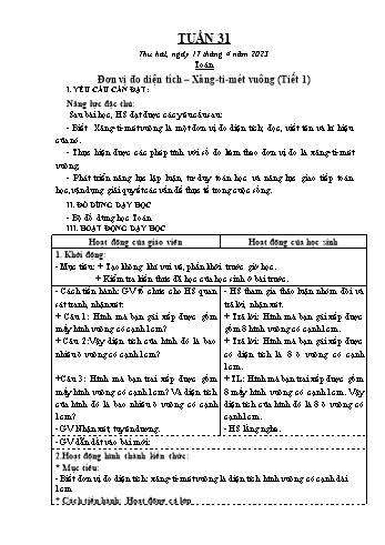 Kế hoạch bài dạy Lớp 3 - Tuần 31 - Năm học 2022-2023 - Trần Thị Hằng
