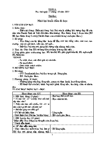 Kế hoạch bài dạy Lớp 3 - Tuần 5 - Năm học 2021-2022 - Nguyễn Thị Lệ Hằng Kế hoạch bài dạy Lớp 3 - Tuần 5 - Năm học 2021-2022 - Nguyễn Thị Lệ Hằng