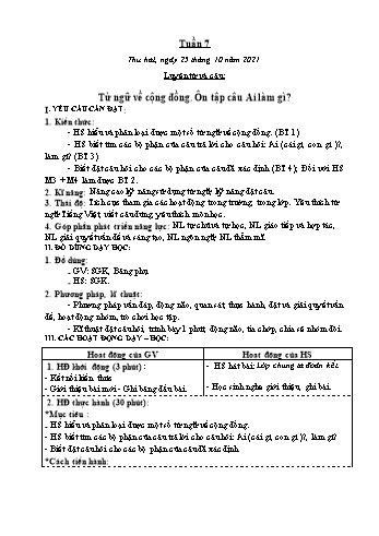 Kế hoạch bài dạy Lớp 3 - Tuần 7 - Năm học 2021-2022 - Nguyễn Thị Lệ Hằng Kế hoạch bài dạy Lớp 3 - Tuần 7 - Năm học 2021-2022 - Nguyễn Thị Lệ Hằng