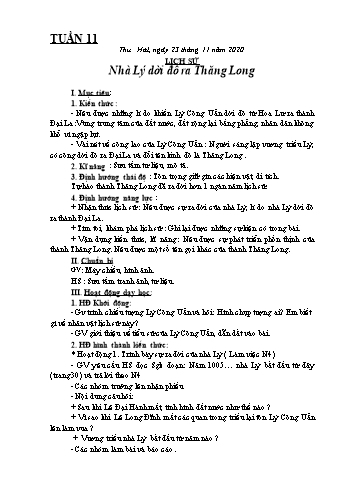 Kế hoạch bài dạy Lớp 4 - Tuần 11 - Năm học 2020-2021 - Biện Thị Hương Giang