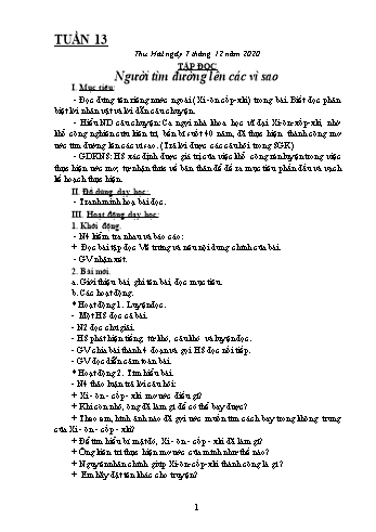 Kế hoạch bài dạy Lớp 4 - Tuần 13 - Năm học 2020-2021 - Biện Thị Hương Lê