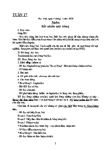 Kế hoạch bài dạy Lớp 4 - Tuần 17 - Năm học 2020-2021 - Biện Thị Hương Lê
