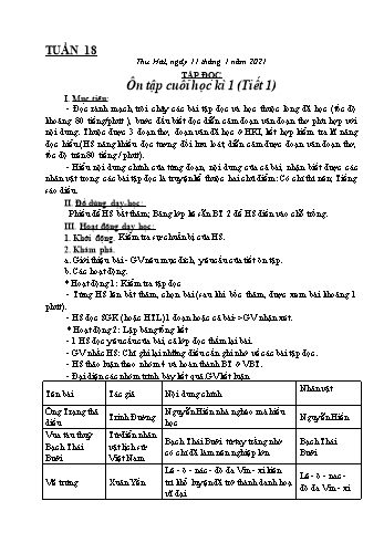 Kế hoạch bài dạy Lớp 4 - Tuần 18 - Năm học 2020-2021 - Biện Thị Hương Lê