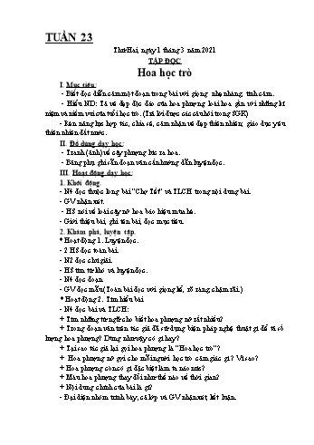 Kế hoạch bài dạy Lớp 4 - Tuần 23 - Năm học 2020-2021 - Biện Thị Hương Lê