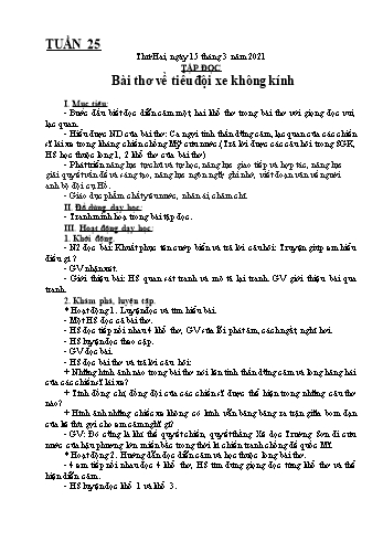 Kế hoạch bài dạy Lớp 4 - Tuần 25 - Năm học 2020-2021 - Biện Thị Hương Lê