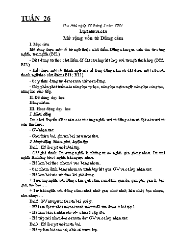 Kế hoạch bài dạy Lớp 4 - Tuần 26 - Năm học 2020-2021 - Biện Thị Hương Lê
