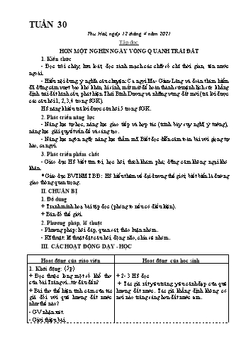 Kế hoạch bài dạy Lớp 4 - Tuần 30 - Năm học 2020-2021 - Biện Thị Hương Lê