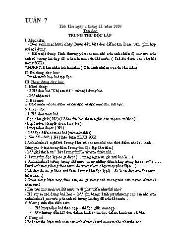 Kế hoạch bài dạy Lớp 4 - Tuần 7 - Năm học 2020-2021 - Biện Thị Hương Lê