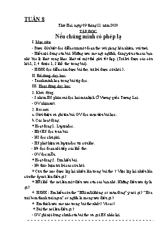 Kế hoạch bài dạy Lớp 4 - Tuần 8 - Năm học 2020-2021 - Biện Thị Hương Lê