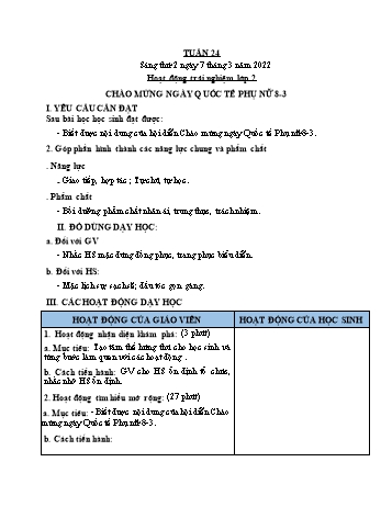 Kế hoạch bài dạy Mĩ Thuật & Hoạt động trải nghiệm Lớp 1 đến Lớp 4 - Tuần 24 - Năm học 2020-2021 - Trịnh Thị Tố Như