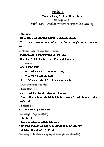 Kế hoạch bài dạy Mĩ Thuật & Hoạt động trải nghiệm Lớp 1 đến Lớp 5 - Tuần 9 + 10 - Năm học 2020-2021 - Trịnh Thị Tố Như