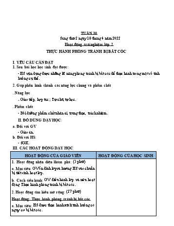 Kế hoạch bài dạy Mĩ Thuật & Hoạt động trải nghiệm Lớp 1 đến Lớp 4 - Tuần 30 - Năm học 2020-2021 - Trịnh Thị Tố Như