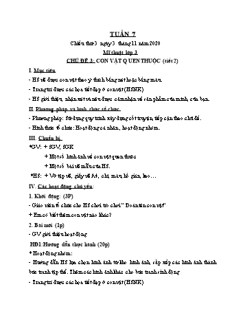 Kế hoạch bài dạy Mĩ Thuật & Hoạt động trải nghiệm Lớp 1 đến Lớp 5 - Tuần 6 + 7 + 8 - Năm học 2020-2021 - Trịnh Thị Tố Như