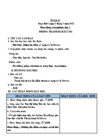 Kế hoạch bài dạy Mĩ Thuật & Hoạt động trải nghiệm Lớp 1 đến Lớp 4 - Tuần 32 - Năm học 2020-2021 - Trịnh Thị Tố Như