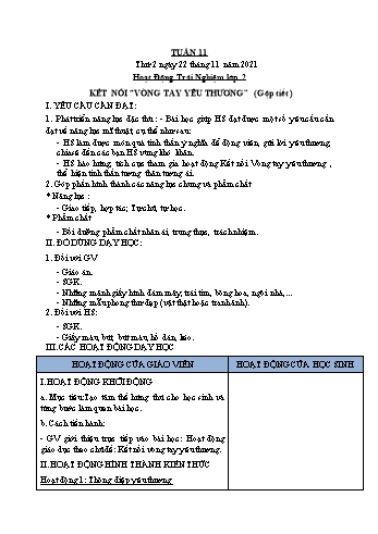 Kế hoạch bài dạy Mĩ Thuật & Hoạt động trải nghiệm Lớp 1 đến Lớp 5 - Tuần 11 - Năm học 2020-2021 - Trịnh Thị Tố Như