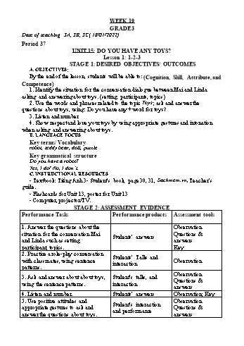 Kế hoạch bài dạy Tiếng Anh Lớp 3, 4 - Tuần 19 - Năm học 2021-2022 - Ngô Thị Phương Thảo Kế hoạch bài dạy Tiếng Anh Lớp 3, 4 - Tuần 19 - Năm học 2021-2022 - Ngô Thị Phương Thảo