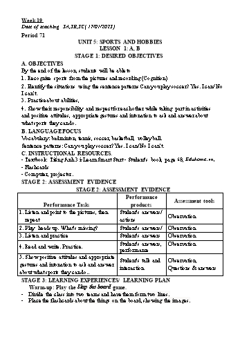 Kế hoạch bài dạy Tiếng Anh Lớp 3 + 5 - Tuần 19 - Năm học 2022-2023 - Trần Thị Nõn