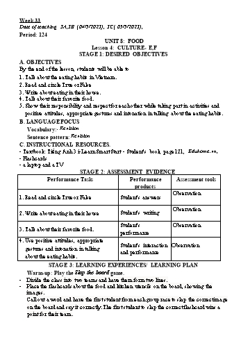 Kế hoạch bài dạy Tiếng Anh Lớp 3 + 5 - Tuần 33 - Năm học 2022-2023 - Trần Thị Nõn