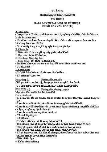 Kế hoạch bài dạy Tin học Lớp 3 + 4 + 5 - Tuần 24 - Năm học 2020-2021 - Đoàn Thị Ngọc Mùi