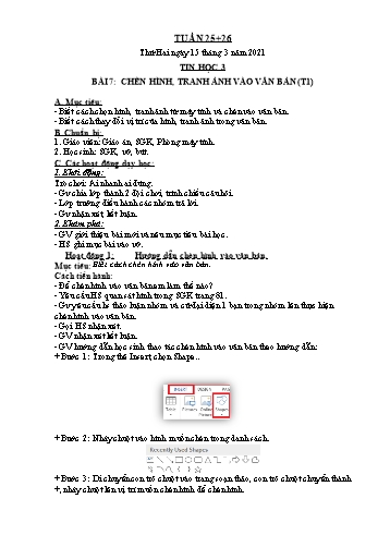 Kế hoạch bài dạy Tin học Lớp 3 + 4 + 5 - Tuần 25, 26 - Năm học 2020-2021 - Đoàn Thị Ngọc Mùi