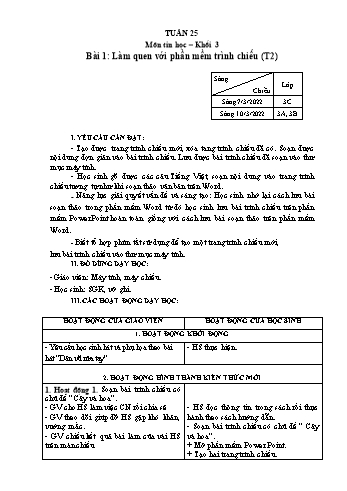 Kế hoạch bài dạy Tin học Lớp 3, 4, 5 - Tuần 25 - Năm học 2021-2022 - Hoàng Thị Thùy Kế hoạch bài dạy Tin học Lớp 3, 4, 5 - Tuần 25 - Năm học 2021-2022 - Hoàng Thị Thùy