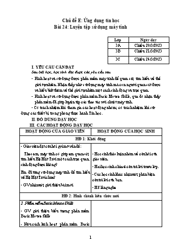 Kế hoạch bài dạy Tin học Lớp 3, 4, 5 - Tuần 27 - Năm học 2022-2023 - Hoàng Thị Thùy Kế hoạch bài dạy Tin học Lớp 3, 4, 5 - Tuần 27 - Năm học 2022-2023 - Hoàng Thị Thùy
