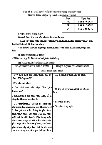 Kế hoạch bài dạy Tin học Lớp 3, 4, 5 - Tuần 29 - Năm học 2022-2023 - Hoàng Thị Thùy Kế hoạch bài dạy Tin học Lớp 3, 4, 5 - Tuần 29 - Năm học 2022-2023 - Hoàng Thị Thùy