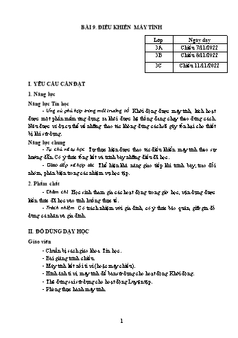 Kế hoạch bài dạy Tin học Lớp 3, 4, 5 - Tuần 9 - Năm học 2022-2023 - Hoàng Thị Thùy