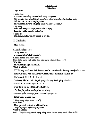 Kế hoạch bài dạy Toán Lớp 2 - Tuần 27 - Năm học 2020-2021 - Định Thị Diệu Chi