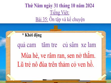 Bài giảng Tiếng Việt 1 (Kết nối tri thức) - Bài 35: Ôn tập và kể chuyện - Năm học 2024-2025