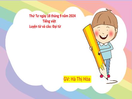Bài giảng Tiếng Việt 5 (Kết nối tri thức) - Luyện từ và câu: Đại từ - Năm học 2024-2025 - Hà Thị Hòa