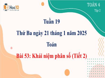 Bài giảng Toán 4 - Tuần 19 - Bài 53: Khái niệm phân số (Tiết 2) - Năm học 2024-2025