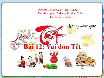 Bài giảng Tự nhiên và xã hội 1 - Bài 12: Vui đón Tết - Năm học 2024-2025