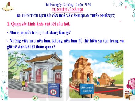 Bài giảng Tự nhiên và Xã hội 3 (Kết nối tri thức) - Bài 11: Di tích lịch sử văn hoá và cảnh quan thiên nhiên - Năm học 2024-2025