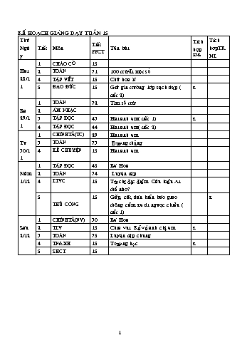 Giáo án các môn Lớp 2 - Tuần 15 - Năm học 2010-2011