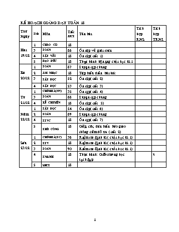 Giáo án các môn Lớp 2 - Tuần 18 - Năm học 2011-2012