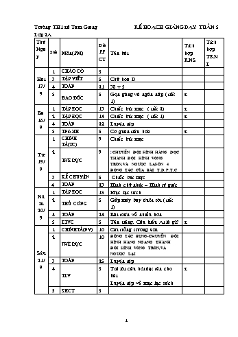 Giáo án các môn Lớp 2 - Tuần 5 - Năm học 2012-2013 - Trường Tiểu học Thị xã Tam Giang