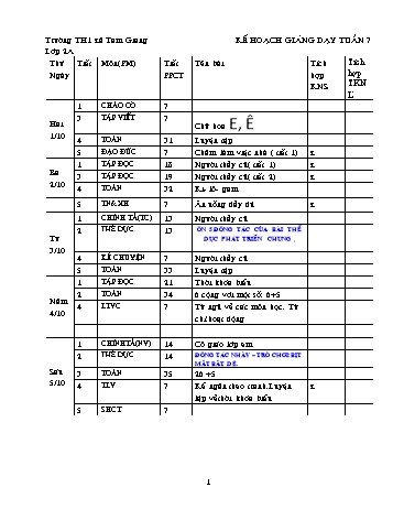 Giáo án các môn Lớp 2 - Tuần 7 - Năm học 2012-2013 - Trường Tiểu học Thị xã Tam Giang