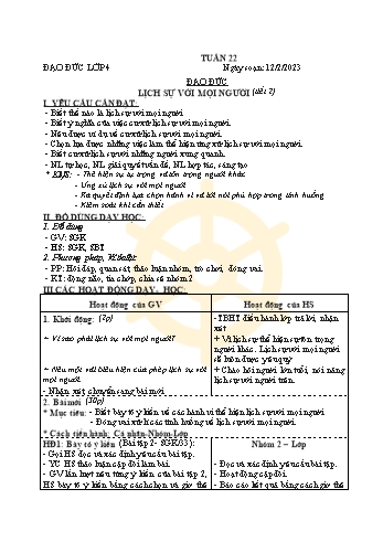 Giáo án Đạo đức + Lịch sử + Địa lí Lớp 4+5 - Tuần 22 - Năm học 2022-2023