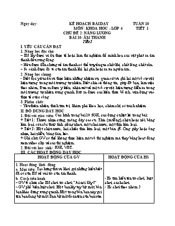 Giáo án Khoa học 4 - Tuần 10