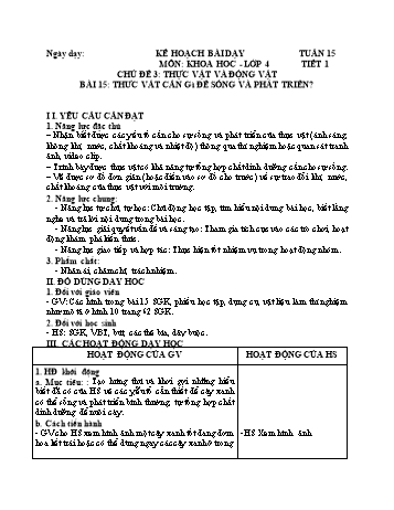Giáo án Khoa học 4 - Tuần 15