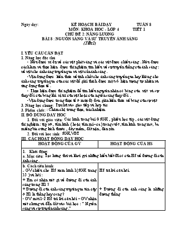Giáo án Khoa học 4 - Tuần 8
