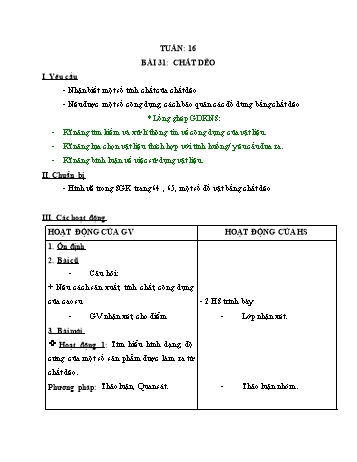 Giáo án môn Khoa học Lớp 5 - Tuần 16