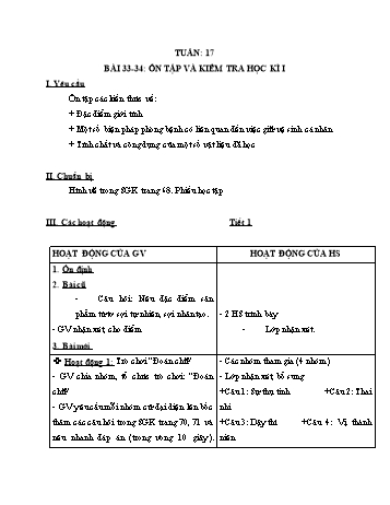 Giáo án môn Khoa học Lớp 5 - Tuần 17