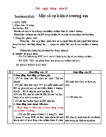 Giáo án Tự nhiên và xã hội Lớp 2 - Tuần 6