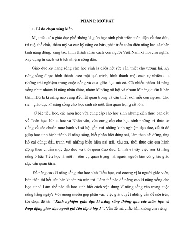 SKKN Kinh nghiệm giáo dục kĩ năng sống thông qua các môn học và hoạt động giáo dục ngoài giờ lên lớp ở Lớp 1