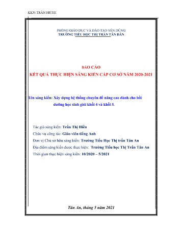 SKKN Xây dựng hệ thống Chuyên đề nâng cao dành cho bồi dưỡng học sinh giỏi khối 4 và khối 5